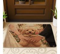 Zerbino nero con cane labradoodle a tema matrimonio esterno interno ingresso 73 x 43 cm, zerbino antiscivolo per cerimonia di matrimonio, piccole coppie con stampa amore patio garage scarpe fuori