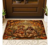 Zerbino nero con cane levriero afgano autunnale, zerbino per esterni e interni, 63 x 43 cm, zerbino lavabile per esterni, con zucca della foresta autunnale, piccolo tappeto da garage