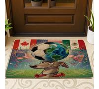 Zerbino nero con cane levriero calcistico 2026 esterno interno ingresso 63 x 43 cm, zerbino lavabile per esterni per il giorno della partita per festeggiare cuccioli, piccolo sport, patio, garage
