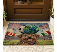 Zerbino nero con cane Norfolk Terrier 2026 Calcio Esterno Interno Ingresso 73 x 43 cm, Zerbino lavabile per esterni per il Giorno della Partita del Cucciolo, Piccolo Sport Patio Garage Scarpe Fuori