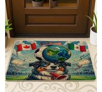 Zerbino nero con cane pastore australiano 2026, esterno interno ingresso, 73 x 43 cm, zerbino lavabile per esterni, per il giorno della partita, per festeggiare il cucciolo, piccolo sport, patio