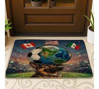Zerbino nero con cane pastore tedesco del 2026, per esterni e interni, 63 x 43 cm, zerbino lavabile per esterni, per il giorno della partita, per festeggiare il cucciolo, piccolo sport, patio, garage