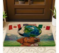 Zerbino nero con cane Rhodesian Ridgeback 2026 per esterni e interni, 63 x 43 cm, zerbino lavabile per esterni, per il giorno della partita, per festeggiare il cucciolo, piccolo sport, patio, garage