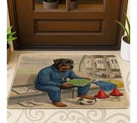 Zerbino nero con cane Rottweiler 2026 da esterno e interno all'ingresso, 73 x 43 cm, pronto per la partita di cucciolo allenatore zerbino antiscivolo per esterni con stampa sportiva per patio garage