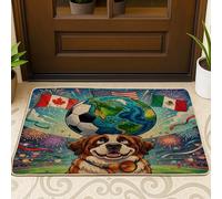 Zerbino nero con cane San Bernardo 2026, per esterni e interni, 63 x 43 cm, per festeggiare il giorno della partita, zerbino lavabile per esterni, piccolo sport, patio, garage, scarpe fuori porta