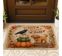 Zerbino nero con cane scarabocchio dorato ad acquerello per esterno interno ingresso 73 x 43 cm, zerbino ultra sottile per esterni con stampa di scarpe da cortile
