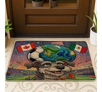 Zerbino nero con cane Schnauzer 2026 Calcio Schnauzer esterno interno ingresso 63 x 43 cm, zerbino lavabile per esterni per il giorno della partita, piccolo zerbino sportivo, patio, garage, scarpe
