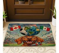 Zerbino nero con cane Vizsla 2026 Calcio anteriore esterno interno ingresso 73 x 43 cm, zerbino lavabile per esterni per il giorno della partita del cucciolo, piccolo sport, patio, garage, scarpe