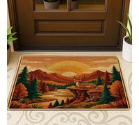 Zerbino nero con cervo autunnale per esterni e interni, 73 x 43 cm, zerbino antiscivolo per esterni, con stampa di animali selvatici e boschi, per patio, garage, scarpe da porta