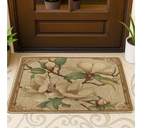 Zerbino nero con fiori di magnolie primaverili per esterni e interni 63 x 43 cm, zerbino antiscivolo per esterni con stampa vintage vittoriana retrò per patio garage scarpe fuori porta