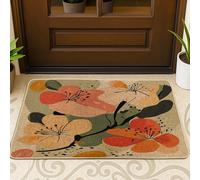 Zerbino nero con fiori di mele di metà secolo, per esterni e interni, 63 x 43 cm, retro Funky Groovy floreale per esterni, ultra sottile, con stampa di scarpe bohémien, per patio