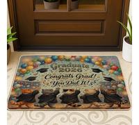 Zerbino nero con gatto esotico a pelo corto con scritta "Congrats Grad", per esterni e interni, 63 x 43 cm, lavabile, per feste di gattino, piccolo tappetino per laurea per patio, garage, scarpe fuori