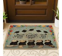 Zerbino nero con gatto persiano e congratulazioni, per esterni e interni, 63 x 43 cm, lavabile, per feste di gattino, piccolo grado, patio, garage, scarpe fuori porta