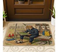 Zerbino nero con ghepardo per la stagione calcistica 2026, per esterni e interni, 63 x 43 cm, pronto per la partita con animali selvatici allenatore di animali selvatici zerbino antiscivolo piccolo
