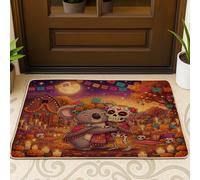 Zerbino nero con koala del giorno dei morti, per esterni e interni, 63 x 43 cm, divertente scheletro per esterni e interni, ultra sottile, per piccole fattorie, aule e patio, casa, scarpe fuori
