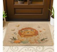 Zerbino nero con leone pasquale primaverile e fauna selvatica, per esterni e interni, 63 x 43 cm, divertente animale selvatico uova Groovy Eggs Outdoor ultra sottile zerbino, piccolo tappeto con