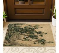 Zerbino nero con motivo ad acquarello primaverile, per esterni e interni, 63 x 43 cm, stile vintage, estetico, scenico, esterno, antiscivolo, con piccola stampa retrò, per patio, garage, scarpe fuori