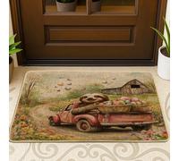 Zerbino nero con motivo di bradipo pasquale primaverile per esterni e interni, 63 x 43 cm, zerbino ultra sottile per esterni, con stampa di scarpe da fattoria di campagna, tappeto per patio