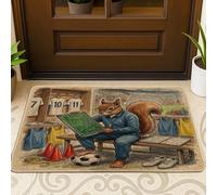 Zerbino nero con scoiattolo per la stagione calcistica 2026, per esterni e interni, 63 x 43 cm, pronto per la partita con allenatore di animali, zerbino antiscivolo, con piccola stampa sportiva, per
