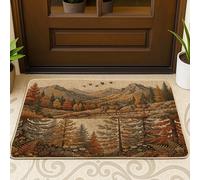 Zerbino nero con scritta "Cabin Fall Deer", per esterni e interni, 63 x 43 cm, per autunno, natura, bosco, fauna selvatica, per esterni, lavabile, piccolo tappeto da caccia, patio, garage, scarpe