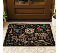 Zerbino nero con scritta "Great Pyrenees Dog Congrats Grad", per esterni e interni, 63 x 43 cm, zerbino antiscivolo per cuccioli di laurea, piccola el 2026, per patio, garage, scarpe, fuori