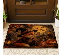 Zerbino nero con volpi di Halloween, per esterni e interni, 63 x 43 cm, con farfalle spettrali, per interni ed esterni, ultra sottile, piccolo divertente per classe, patio, casa, scarpe fuori tappeto