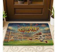 Zerbino nero per la stagione calcistica 2026 con topo topo esterno interno all'ingresso 63 x 43 cm, tappetino antiscivolo per esterni con stampa sportiva per patio, garage, scarpe fuori porta