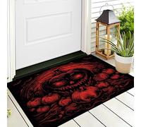 Zerbino Nero Rosso Jack-O'-Lantern Malvagio Di Halloween,Arti Oscure Per Ingresso Esterno E Interno Decorazione Autunnale Impermeabile Antiscivolo Tappetino Di Benvenuto,70X100Cm