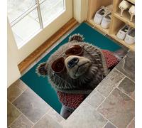 Zerbino Occhiali Da Sole Dell'Orso, Tappetino per Ingresso Con Pop Art, Per Esterni E Interni, Tappeto Con Accenti, Antiscivolo, Assorbe La Polvere, Facile Da Pulire, 60 x 90 cm