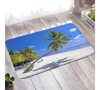 Zerbino One Piece, Tappeto Personalizzato Ingresso Blu Verde Spiaggia Dell'Albero di Cocco 50X80cm Decorazioni per la Casa