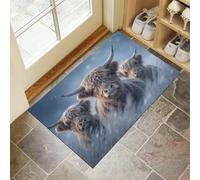 Zerbino Pascoli Bovini Delle Highlands, Tappetino per Ingresso Con Realismo Animale Invernale, Per Esterni E Interni, Tappeto Con Accenti, Antiscivolo, Assorbe La Polvere, Facile Da Pulire, 45 x 75 cm