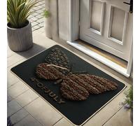 Zerbino patriottico con farfalle, rosso, bianco e blu, per ingresso esterno e interno, decorazione per le vacanze, in gomma, impermeabile, antiscivolo, assorbe la polvere, facile da pulire, 73 x 43 cm
