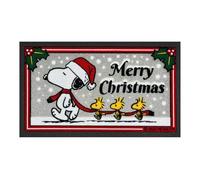 Zerbino Peanuts Ingresso Natalizio Rettangolare 40 x 60 Cm in Gomma Floccata Tappeto Ingresso Asciugapassi Tappetino Antiscivolo Interno Estero Originale Idea Regalo Natale