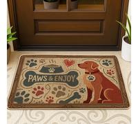 Zerbino per cane, fantasioso e casual, con zampa di osso, nessuno marrone, antiscivolo, decorativo, decorativo, per porta d'ingresso, patio, 73 x 43 cm