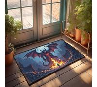 Zerbino per esterni con bestia mostruosa che emerge da un abisso infuocato nelle rovine urbane, zerbino di benvenuto tappetino per interni antiscivolo (40 x 60 cm)