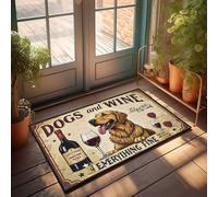 Zerbino per esterni con Golden Retriever che si gode il vino: un classico abbinamento per il relax, zerbino per portico anteriore, porta d'ingresso, tappetino di benvenuto (40 x 60 cm)