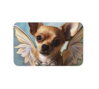 Zerbino per esterni e interni, antiscivolo, motivo: chihuahua con ali d'angelo, per ingresso, portico anteriore, lavanderia, bagno, camera da letto, 50,8 x 80 cm