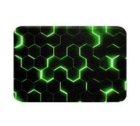 Zerbino Per Esterni Geometric Green Black Neon Light Beehive Antibatterico Tappetino Entrata Antipolvere Zerbini Per Porte Anteriori Posteriori Esterno 40X60Cm