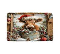 Zerbino Per Esterni Highland Cow Christmas Xmas Bullssnowflake Berry Winter Rustic Cute Zerbino Antiscivolo Stampata Zerbini Di Benvenuto Per Esterno Corridoio 40X60Cm