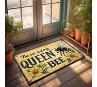 Zerbino per esterni per ingresso esterno The One And Only Queen Bee: un vibrante zerbino floreale tributo primaverile decorazione portico decorazione casa lago (40 x 60 cm)