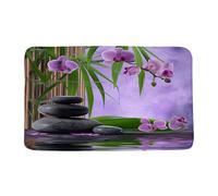 Zerbino Per Esterni Zen Spa Green Bamboo Purple Flower Black Stone Japanese Garden Asian Zerbino Interno Antibatterico Assorbente Tappeto Ingresso Per Porte Anteriori Ingresso 40X60Cm
