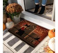 Zerbino per Halloween, motivo strega arancione, per interni ed esterni, decorazione stagionale, in gomma, impermeabile, antiscivolo, assorbe la polvere, facile da pulire, 73 x 43 cm