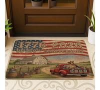 Zerbino per il 250° anniversario di pastore tedesco, nero, per esterni e interni, 73 x 43 cm, 4 luglio, zerbino ultra sottile per esterni, con stampa rustica, scarpe da porta per patio