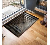 Zerbino per Ingresso 50 x 80 cm Tappeto Lavabile Tunnel Pietra Quadrata Tappetino Antiscivolo Architettura Indiana Antica Zerbini di Benvenuto per Ingresso, Cucina, Bagno, Camera da Letto - Grigio