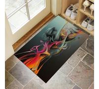 Zerbino per Ingresso 90x150 cm Tappeto Lavabile a Pelo Corto Astratto Femminile Tappetino Antiscivolo Vortici Astratti Zerbini di Benvenuto per Ingresso, Cucina, Bagno, Camera da Letto - Grigio-Verde