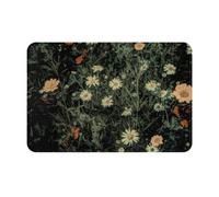 Zerbino per ingresso con motivo floreale nero e margherita bianca bohémien, zerbino resistente e durevole per esterni e interni, zerbino decorativo luminoso in flanella per comodino e soggiorno