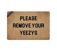 Zerbino per Ingresso con Scritta in Lingua Inglese “Please Remove Your Yeezy”, Divertente zerbino Decorativo per Interni ed Esterni, in Tessuto Non Tessuto, 60 x 40 cm, Lavabile in Lavatrice
