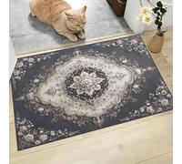 Zerbino per Ingresso Fiori Meravigliosi, 60x90 cm Tappetino Antiscivolo Estetica Orientale, Zerbini di Benvenuto Tappeto Assorbente & Anti-sporco per Interni ed Esterno Camera da Letto Bagno, Grigio