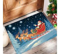 Zerbino per Ingresso Renna Babbo Natale 60x120 cm Tappetino Antiscivolo Cielo Notturno Foresta Cartoni Animati Zerbini di Benvenuto Tappeto Assorbente & Anti-sporco per Interni ed Esterno Blu Scuro