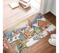 Zerbino per ingresso, zerbino per interni ed esterni, 24" x 16", antiscivolo, con villaggio natalizio magico ad, per ingresso, portico, lavanderia, bagno, camera da letto, tappeto per ingre